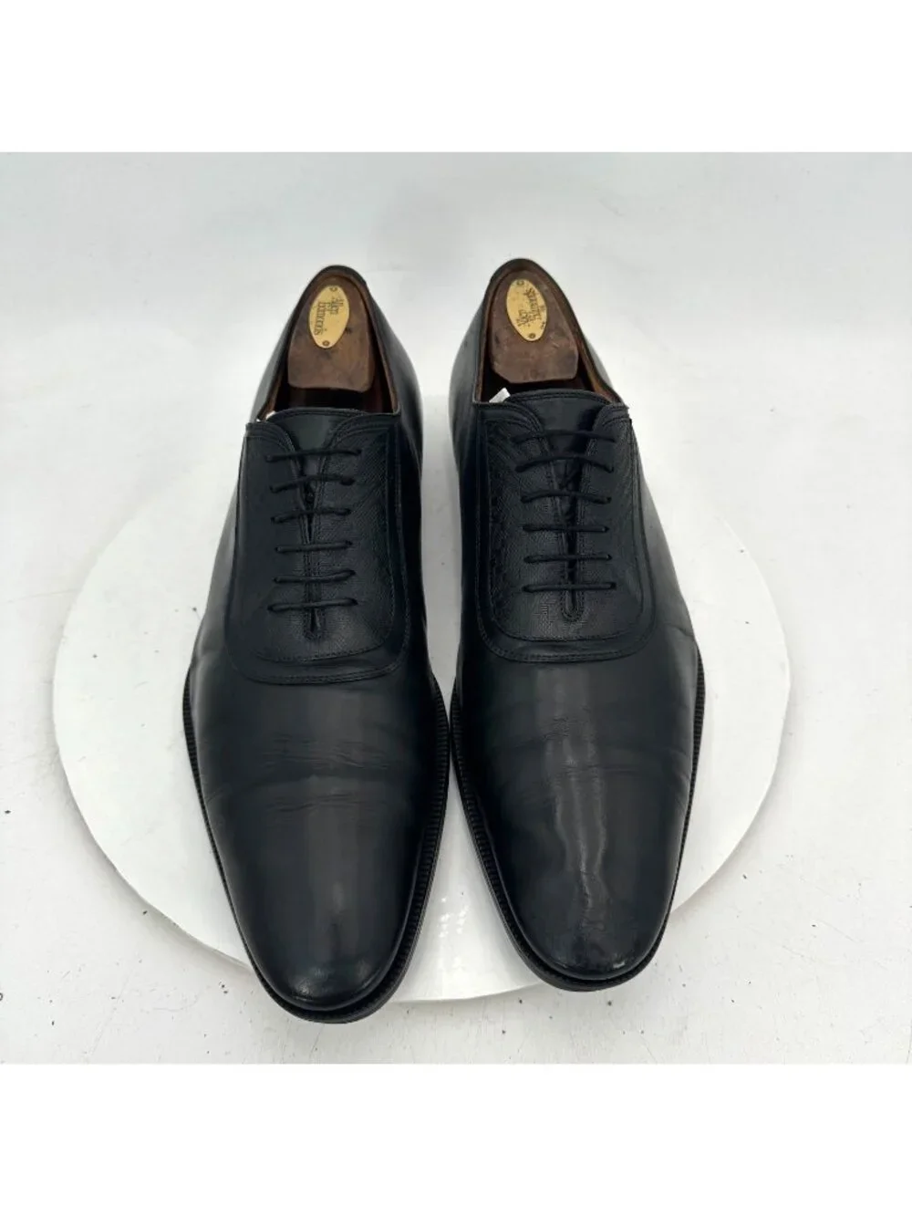 Gucci Men Size UK 11 US 11.5 Black Leather Pointed Plain Toe oxford Dress Shoes
